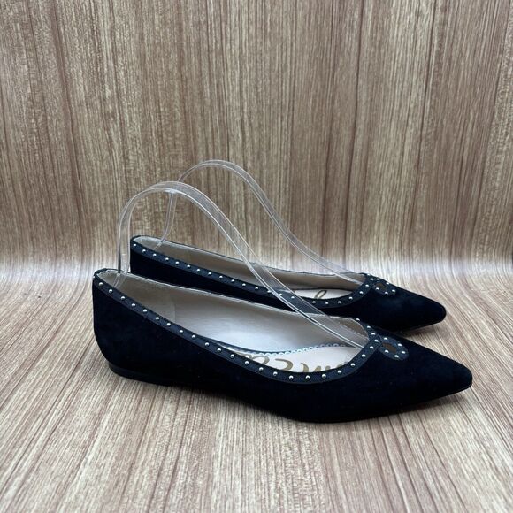 Sam Edelman Women's Size 7.5 M Rini Embellished Black Suede Ballet Slip On Flats - Picture 1 of 9